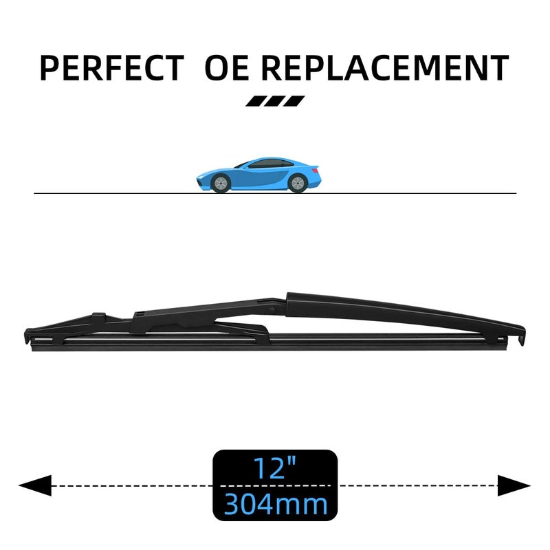 ASLAM Rear Wiper Blade,ASLAM Rear Windshield Wiper Blades Type-E 12P for Scion XB 2004-2006,Exact Fit(Pack of 2) - Image 4